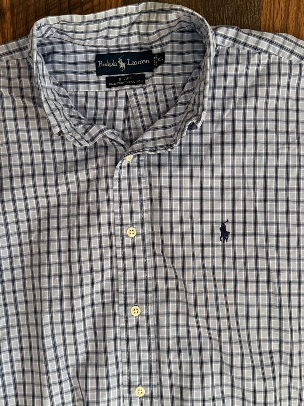 Ralph Lauren Blue & White Windowpane Button-Down Shirt - Picture 5 of 7